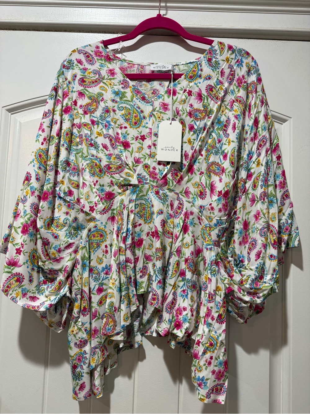 Wonder Floral Paisley Tunic Top - White/Multi